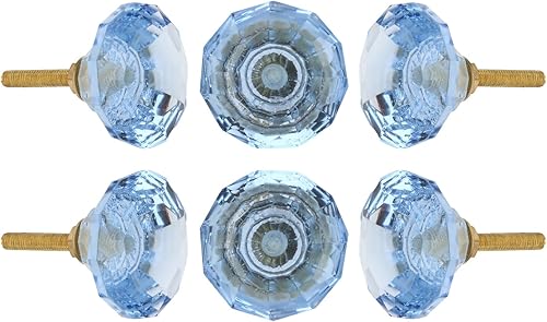 Perilla Home Juego de 6 pomos de cristal decorativos para el hogar, gabinetes de cocina, armario, puerta, aparador, armario y tiradores de cajón