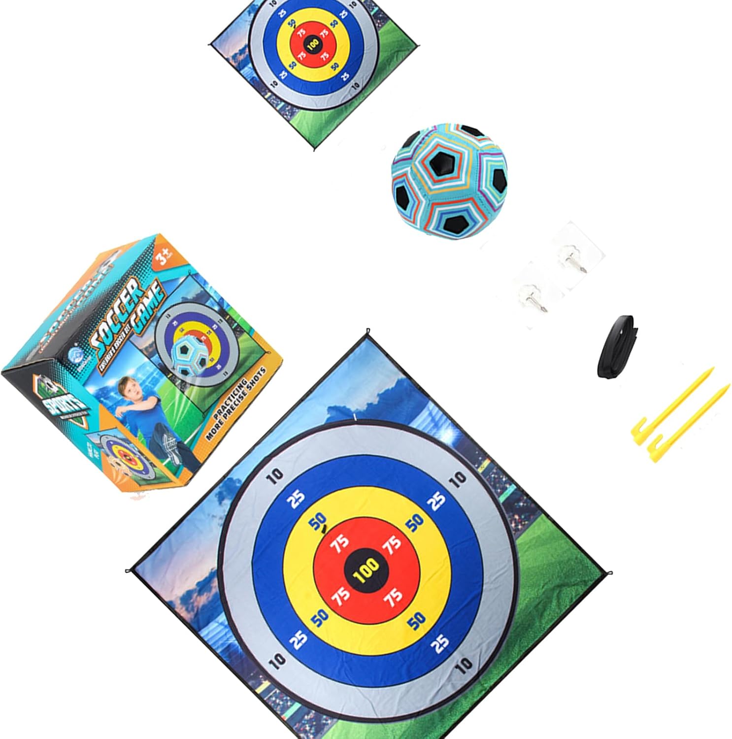 Portable Soccer Exercise Mat with Sticky Marking Areas for Junior Players and Beginners Accuracy Kicking Training Tool
