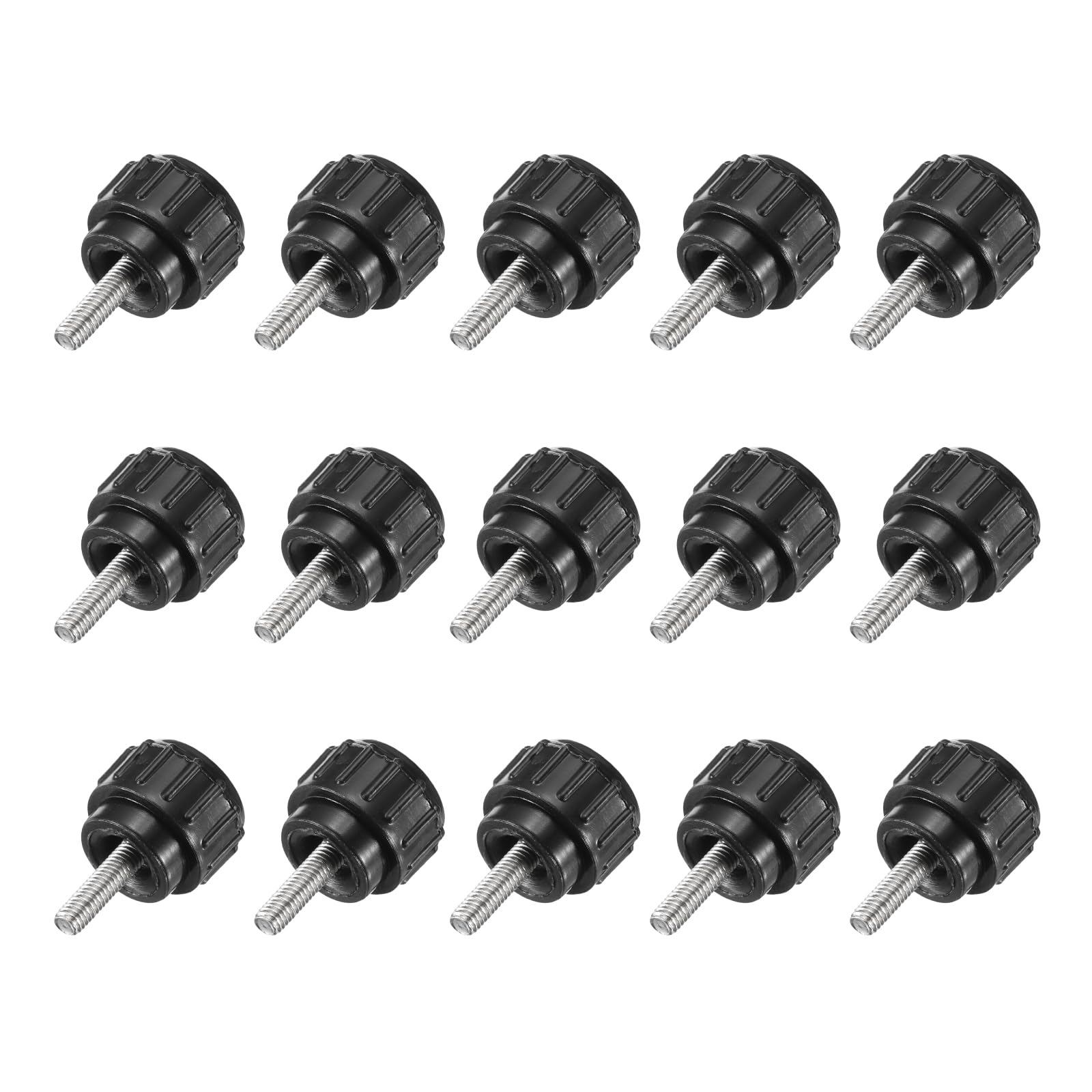 QUARKZMAN Manopole Di Serraggio Rigate Viti A Mano Maniglie Bulloni M3 X 10 Mm Filetto Maschio Testa Da 14 Mm Per Elettronica Automobilistica Montaggio Mobili Del(Nero, Confezione Da 15)