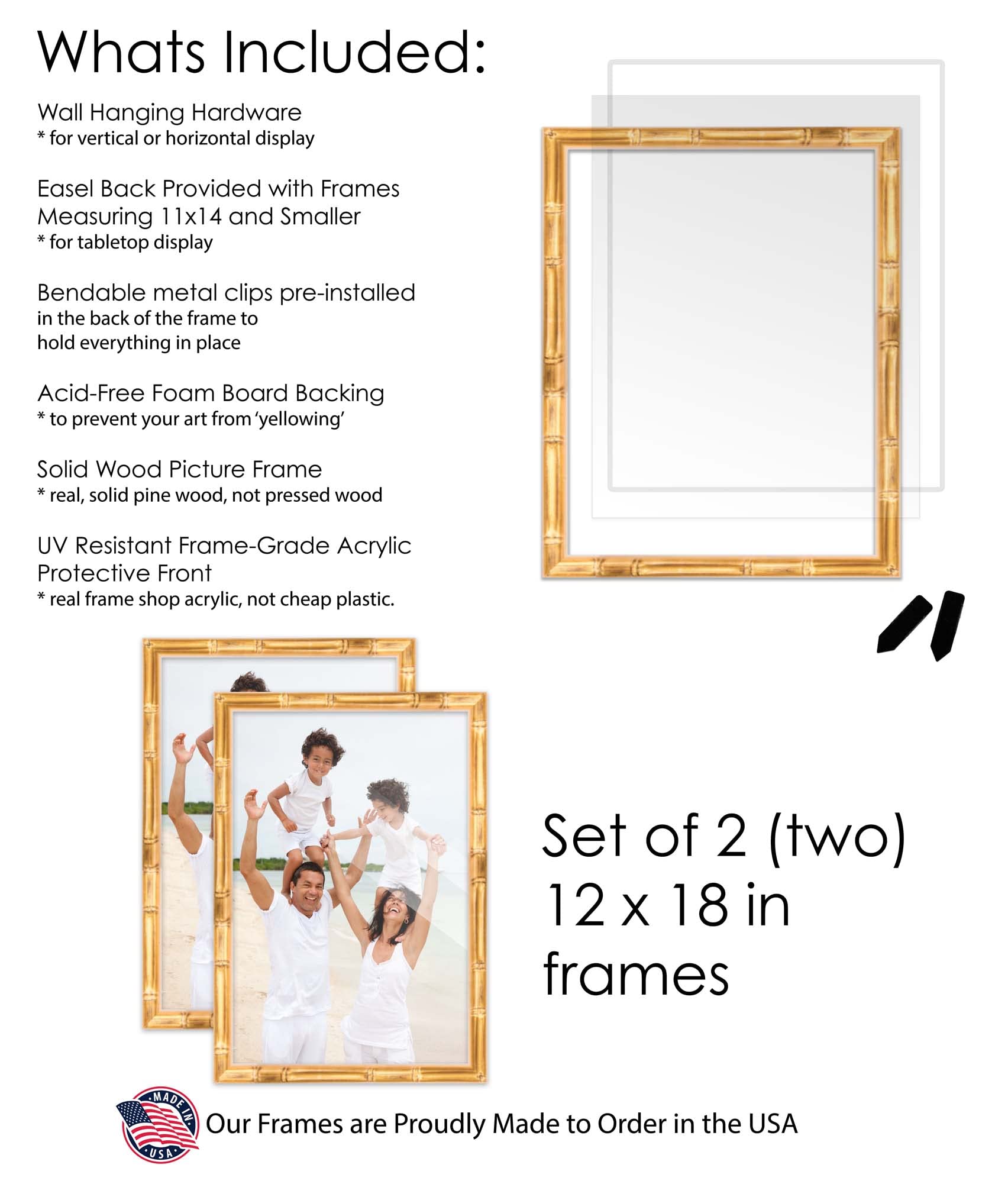 Amazon.co.jp: Poster Palooza 12x18 ゴールドバンブー写真フレーム 