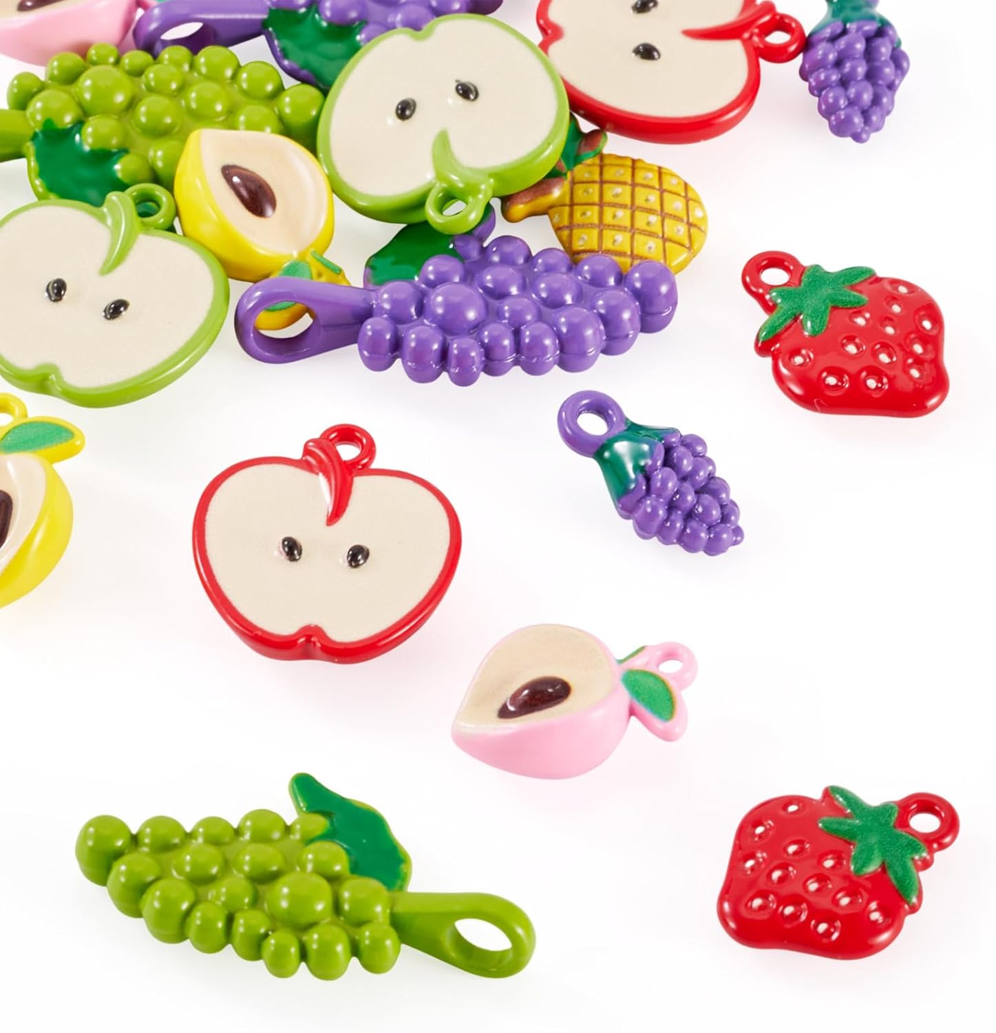 Craftdady 18pcs Fruit Theme Alloy Pendants Grape Peach Pineapple Apple Dangle Earring Charms Baking Paint Metal Fruit Bracelet Keychain Charms for DIY Craft Jewelry Making 13-26 mm - Image 8