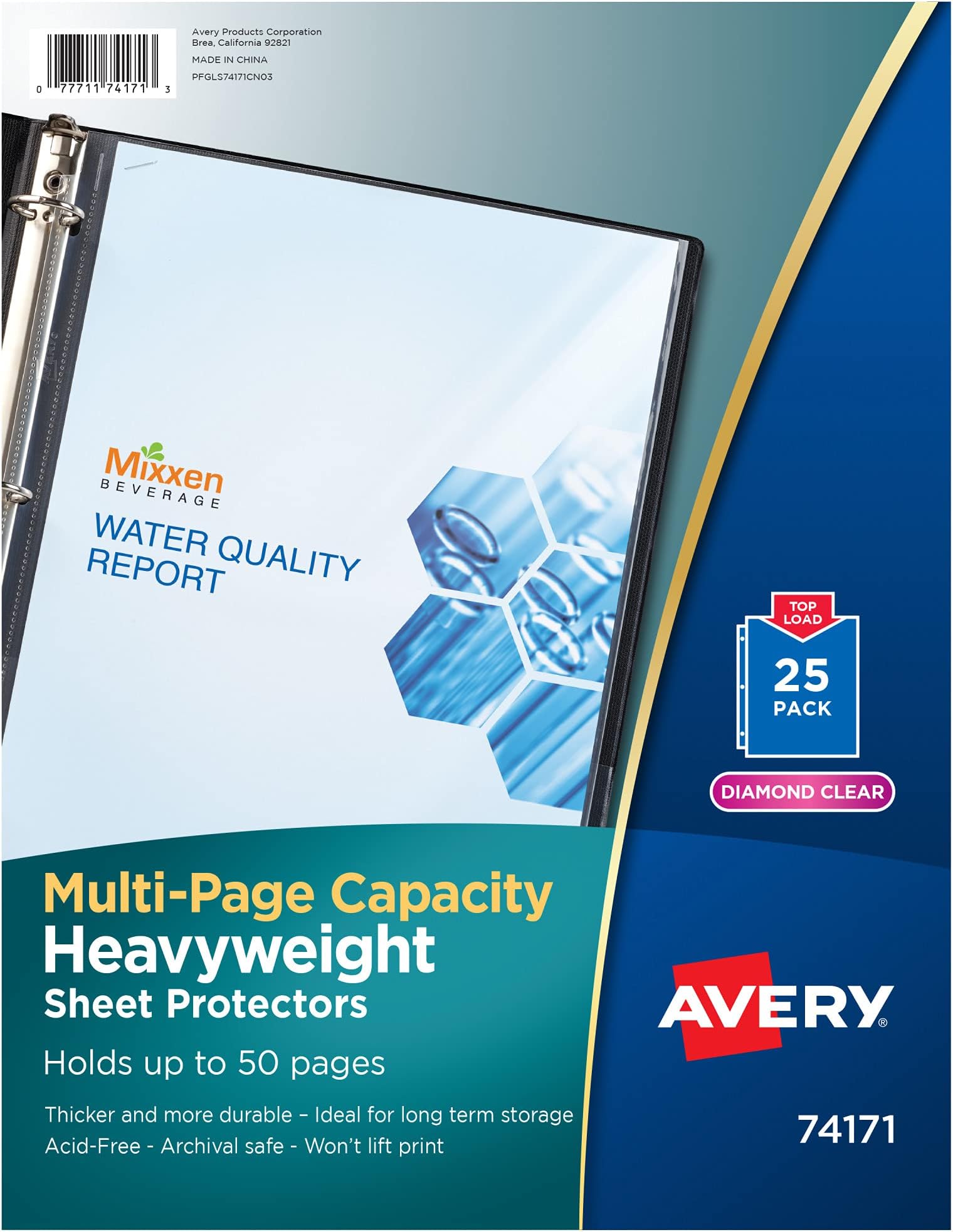 Avery Clear High-Capacity Sheet Protectors, Hold 50 Sheets, Heavyweight, 25 Multi Page Protectors (74171)