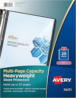 Avery Clear High-Capacity Sheet Protectors, Hold 50 Sheets, Heavyweight, 25 Multi Page Protectors (74171)