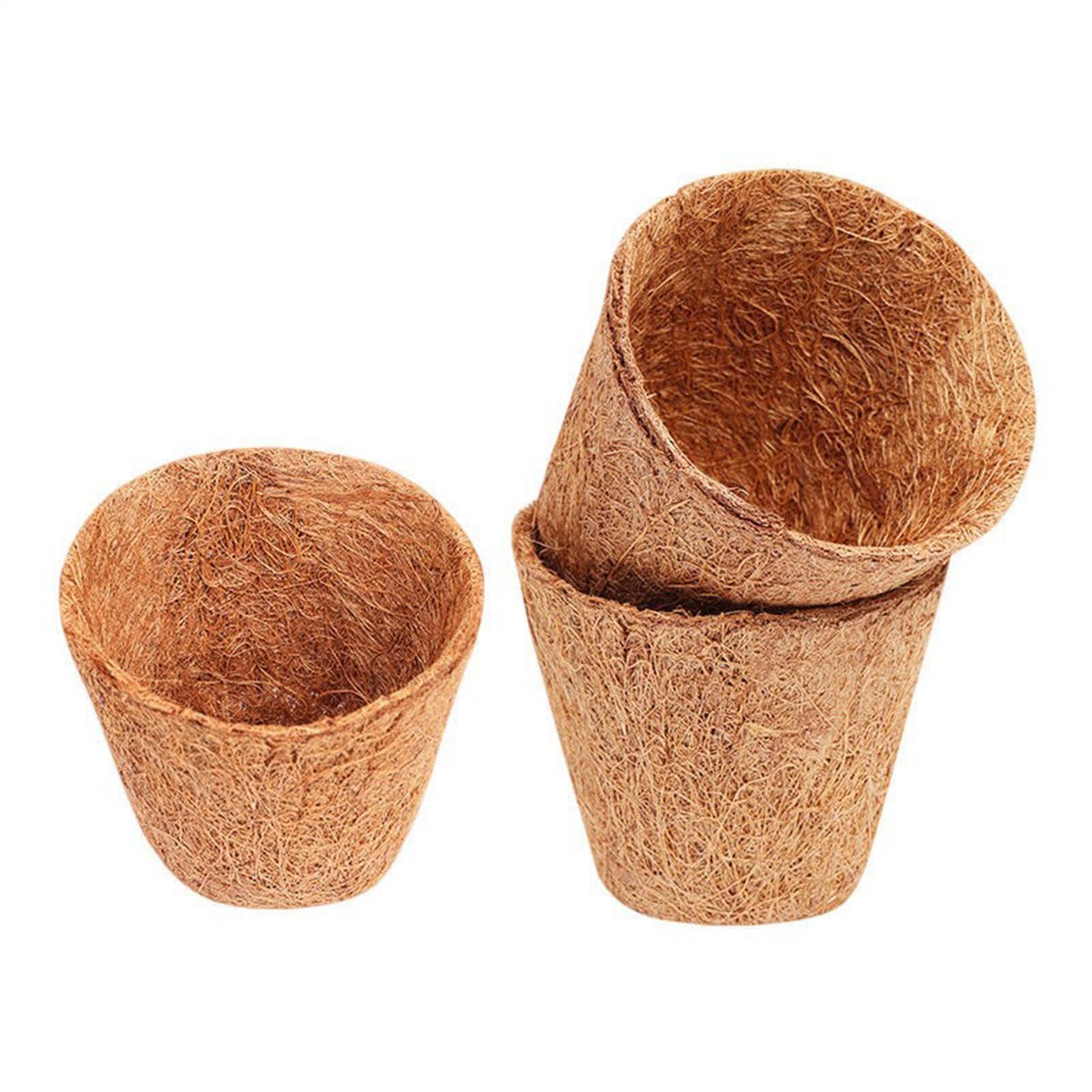 Lot de 10 pots de culture pour - En fibre de coco bio compostables - Respirants - Pour jardin, serre, cour, balcon, rebord de fenêtre, , intérieur