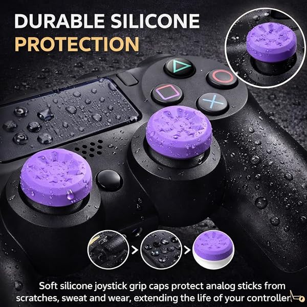 Purple Thumb Stick Grips for PS5 & PS4 Controllers, Anti-Slip Silicone Controller Thumb Grips, Joystick Grip Caps to Improve Accuracy & Reduce Fatigue, Gaming Analog Stick Covers (2PCS) - 5