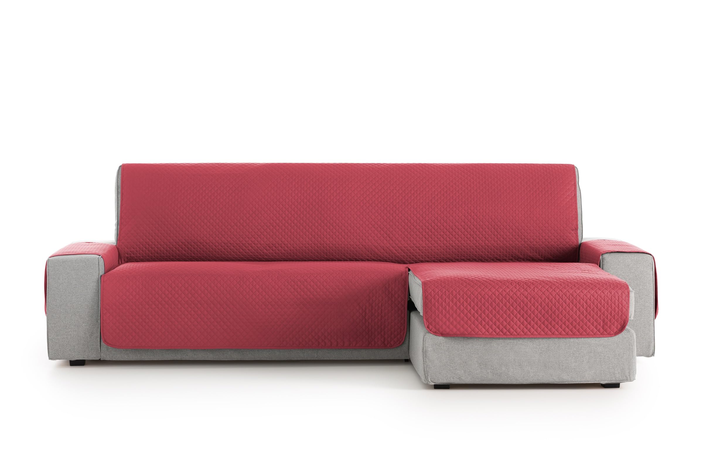 Textilhome Copridivano 3 Posti con Penisola Destro Adele – Trapuntato Reversibile Universale Rosso | Copri divano Angolare 200 cm, Salvadivano Antigraffio per Gatti, Antimacchia