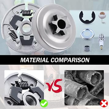 Chainsaw 7pcs Kit Sprocket Clutch Drum 3/8 for Stihl 017 018 021 023 MS170 MS180 MS210 MS230 MS250 Replacement Parts with Needle Bearing Washer E-Clip Worm Gear for 1123 640 2003, 1123 640 2073