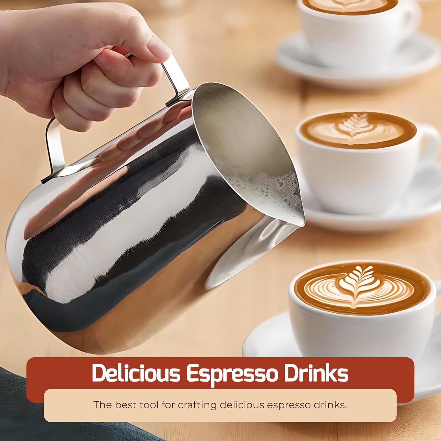 OCS Parts Polished Stainless Steel Frothing Pitchers | 66 Ounce Cup | Commercial Grade Pitchers to Steam and Froth Milk or Cream for Lattes, Cappuccinos and Espressos
