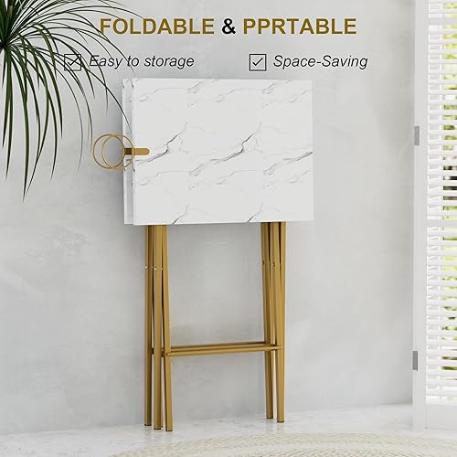 Miniatura 48 de VECELO Bandeja plegable de TV para comer, juego de 2, mesa portátil para cena/merienda con portavasos para sofá, sala de estar y espacio pequeño,