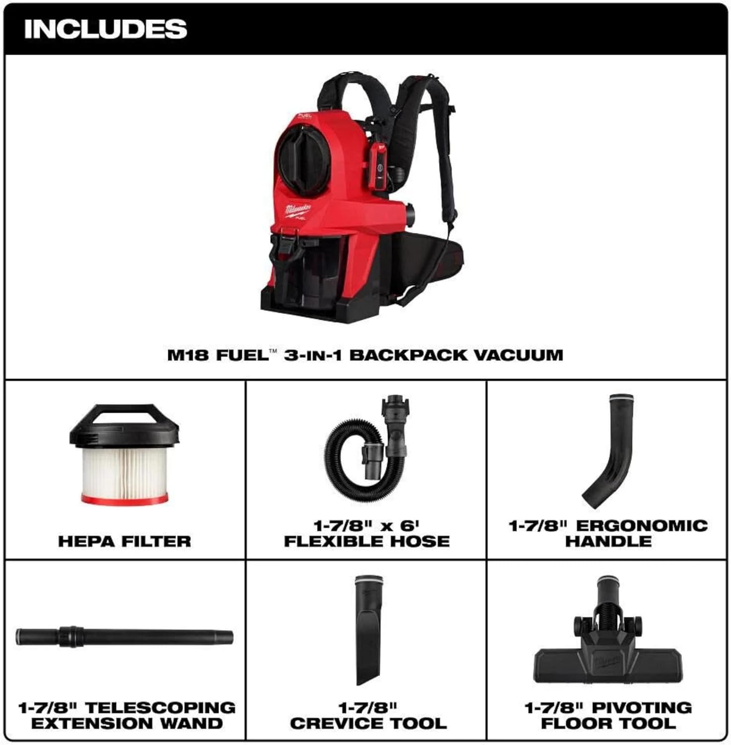 Milwaukee Electric - M18 FUELTRADE 3-in-1 Backpack Vacuum
