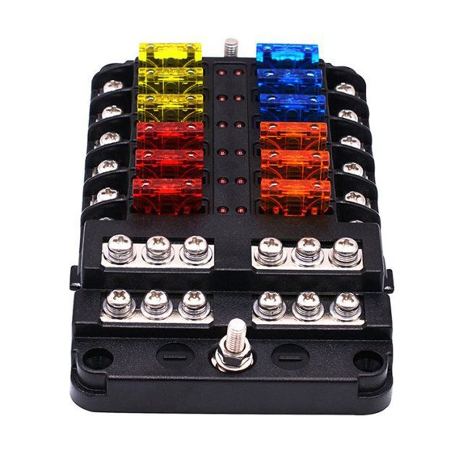 Boîte à fusibles de voiture 12 voies Boîte à fusibles de voiture 6 en 6 Boîte à fusibles automatique universelle avec indicateur Led Boîte à fusibles de voiture portable