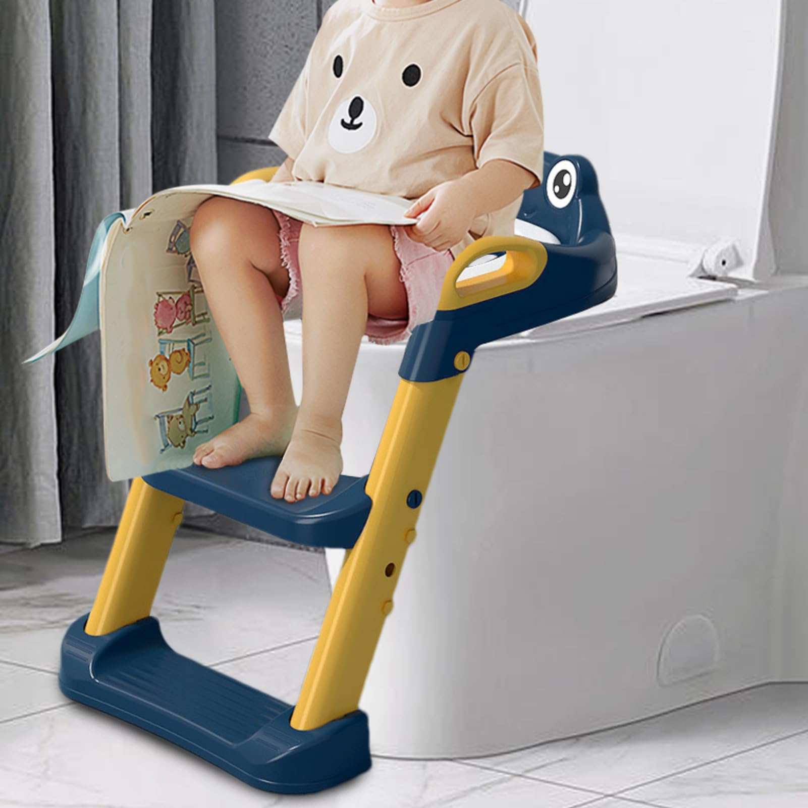 Scaletta WC per vasino pieghevole da allenamento per WC, non scivolando | sopra il vasino del water, strisce vasino con manici per bambini ragazze 1-8