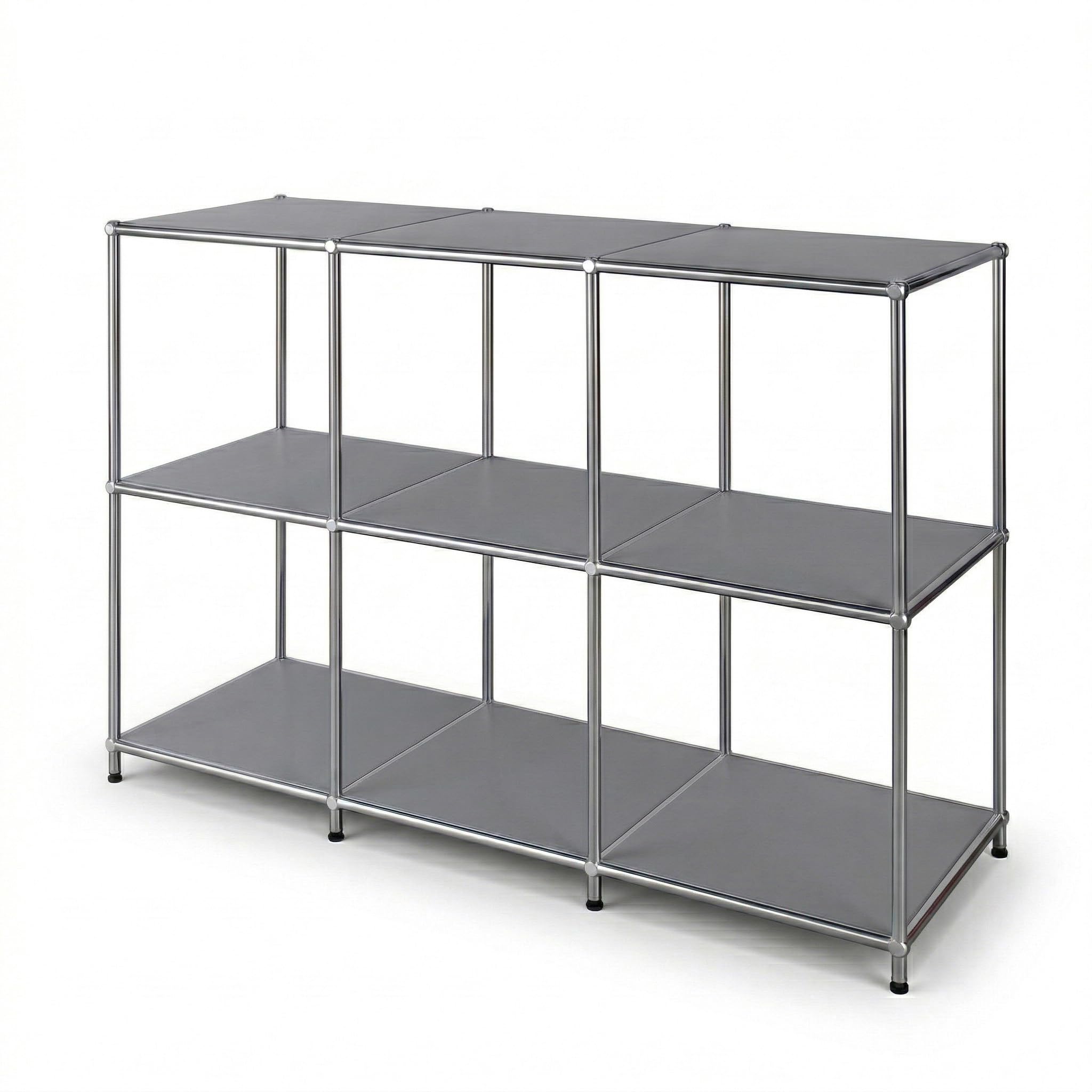 KARAT Regal - Grau 116x40x82cm - 3 Ablagen Metallregal - Sideboard & Lowboard - Offenes Bücherregal - Würfelregal - Concept Epure MK-018
