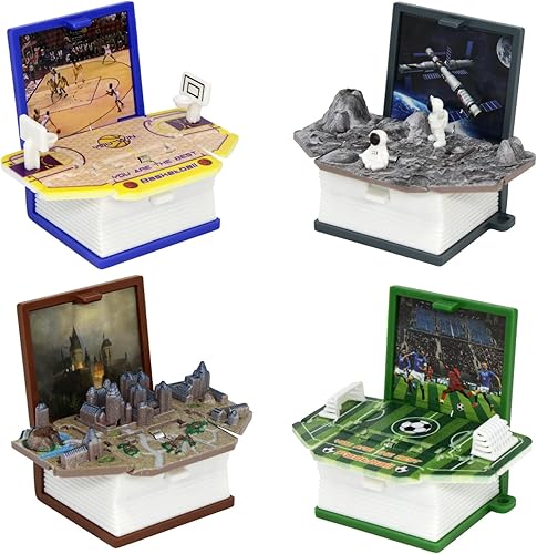 Llavero de libro 3D para mochila para niños, paquete de 4, mini juguetes emergentes 3D para niños y niñas, bonitos llaveros para llaves de