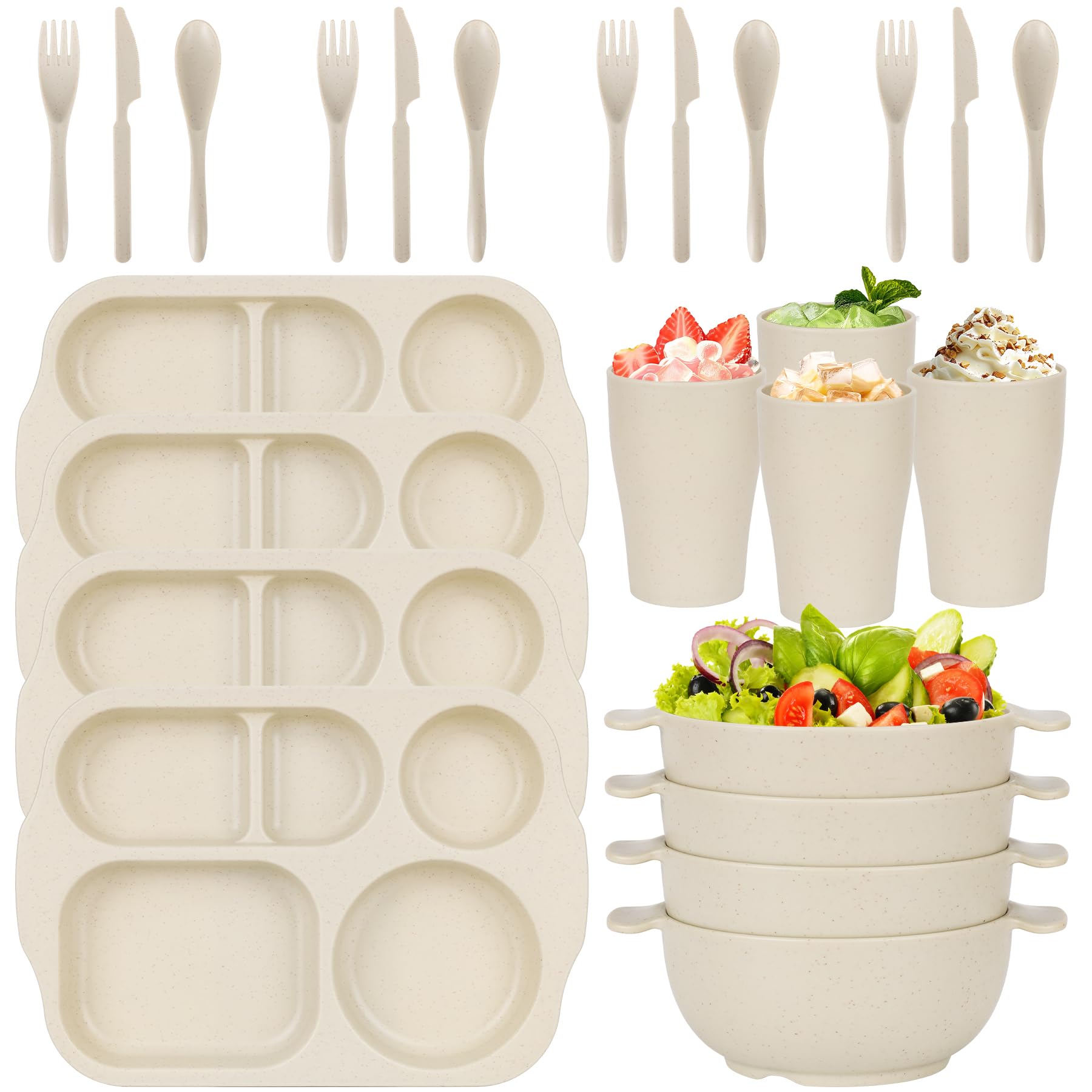 Vaisselle de camping et fête service de table 4 personnes plastique