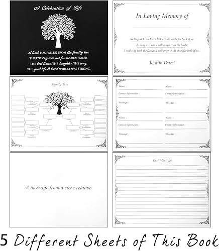 Miniatura 4 de Libro de invitados funerario para funeral, libro de 80 páginas, libro de registro funerario, una celebración de la vida