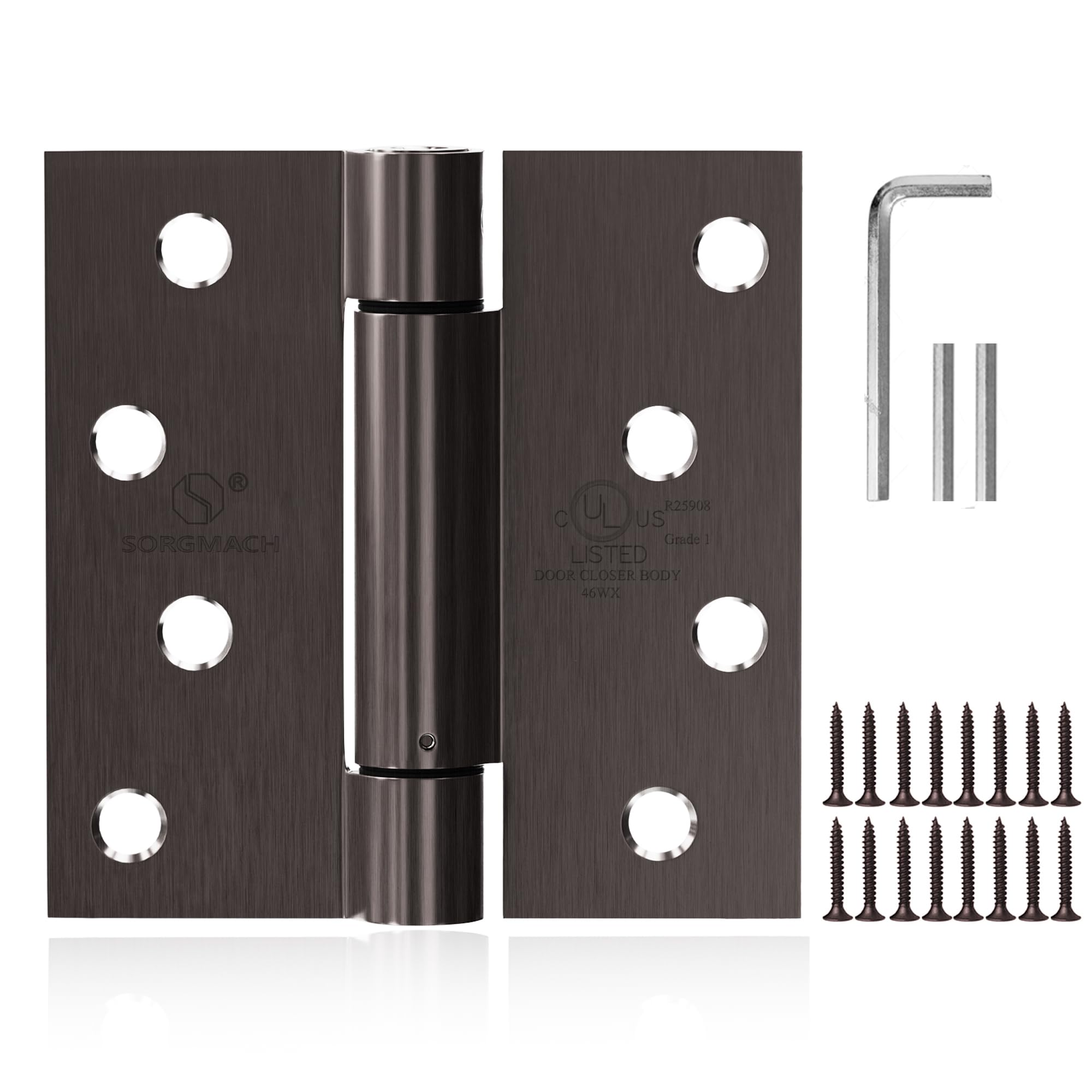 Self Closing Hinge 4 Inch Oil Rubbed Bronze Auto Close Door Hinges Adjustable 4 Inch Spring Hinges 4"x 4" Door Closer Hinge Square Corner for