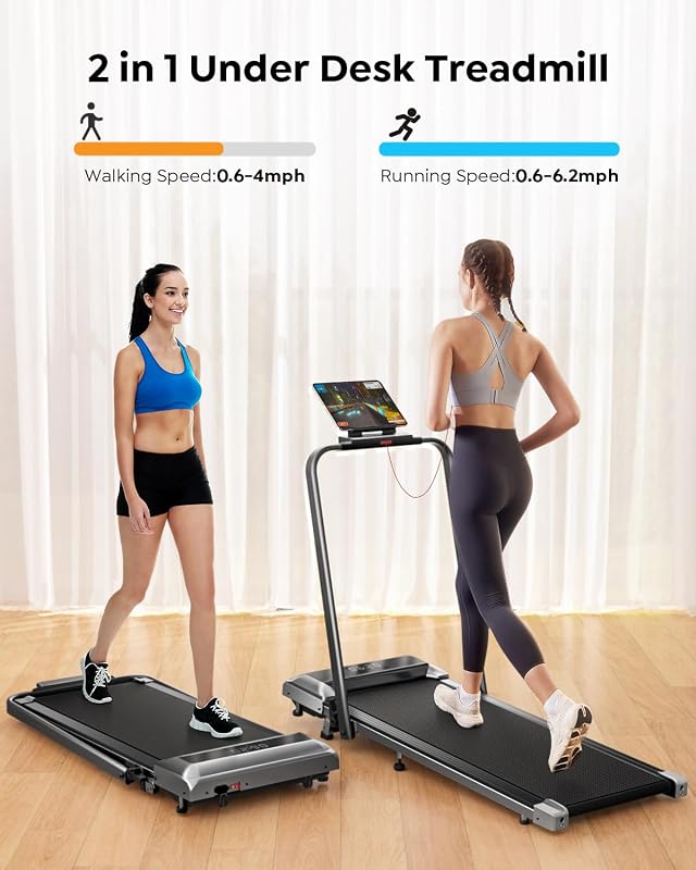 Acezoe Walking Pad Treadmill with Incline and Handle Bar, 2 in 1 Foldable Treadmills for Home Small Office, 300lbs Portable Compact Under Desk Treadmill with Remote Control, LED Display and Apps image 4