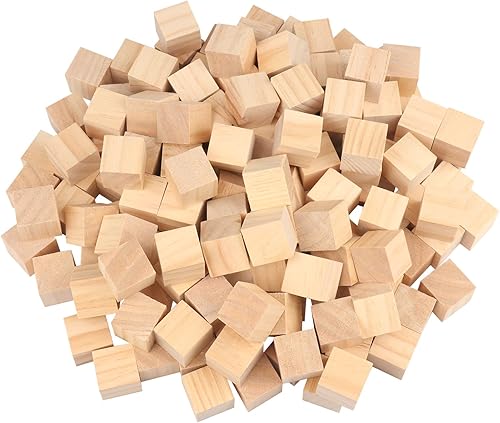 Paquete de 150 bloques de madera para manualidades, cubos de madera de pino de 1.2 pulgadas, cubos de madera de 1.2 x 1.2 x 1.2 in para pintura,