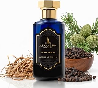 Alexandria Fragrances Miami Beach Perfume - Long Lasting Eau de Parfum for Men & Women - Everyday Men’s Cologne with Citrus, Ginger, Vetiver & Cedar Notes - Inspired by Beach & Summer Vibes - 60ml