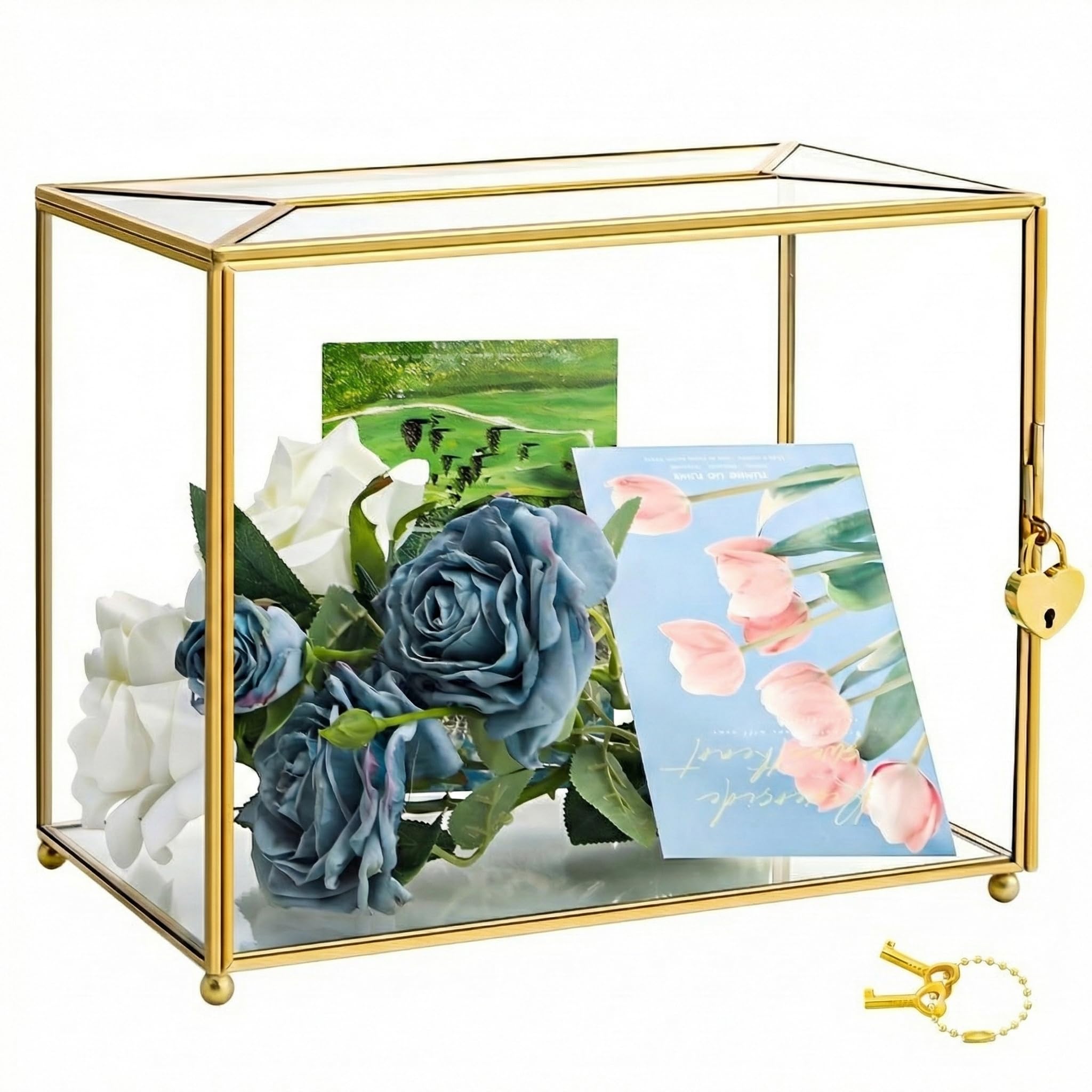 Photo 1 of Mezchi Glass Wedding Card Box - Gold, 10.24"L