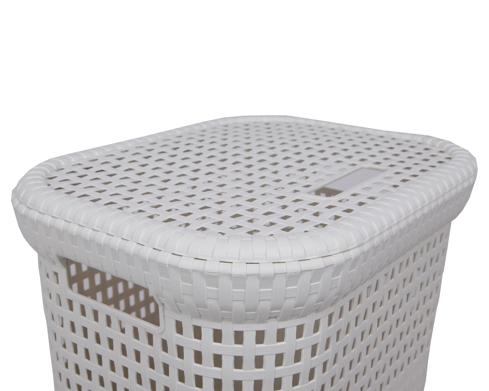 Dea Home Z439M008 Cesta Portabiancheria Rattan, 60 L, 42x33x58, Bianco