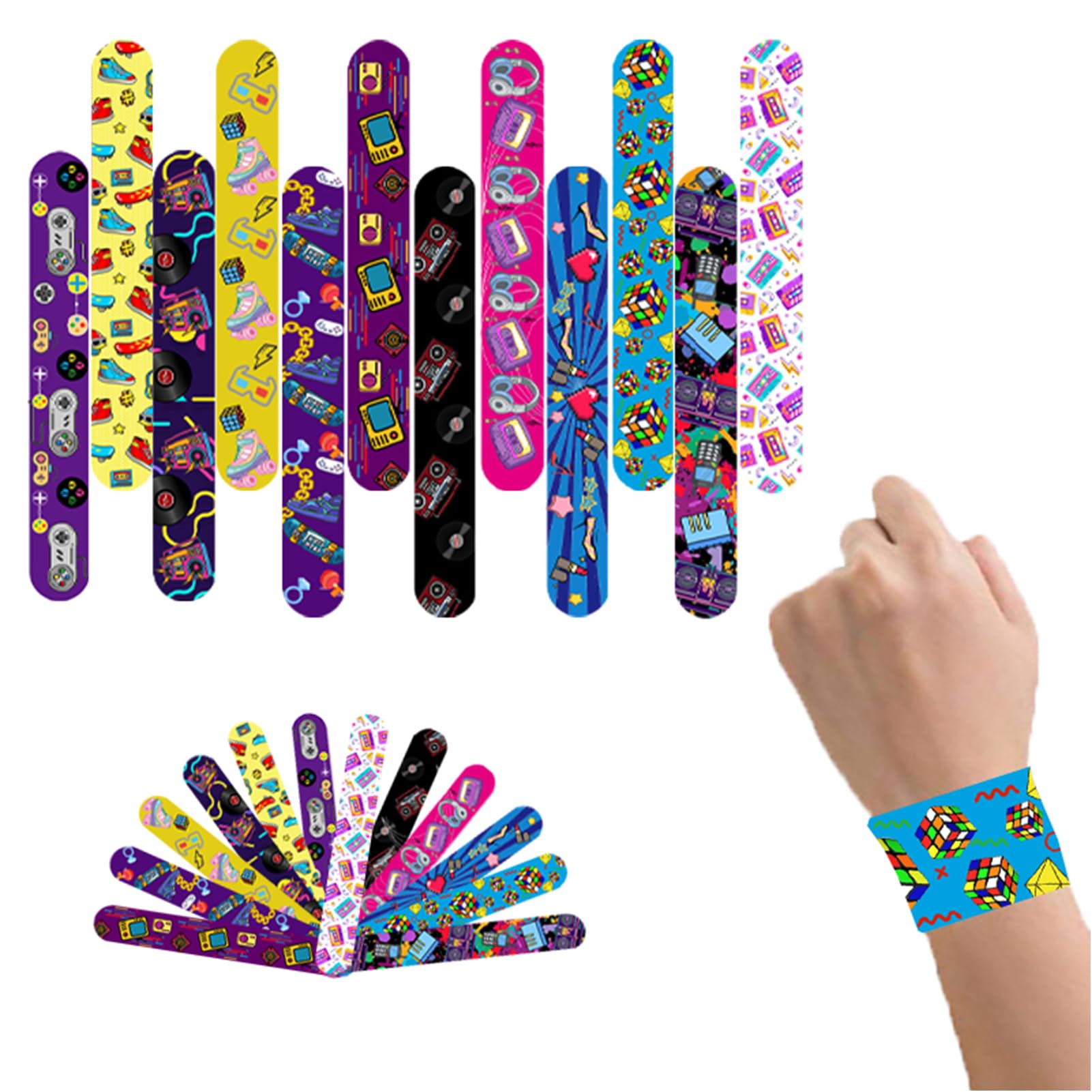 超希少 90s AFFA TRICOLORE PILE WRIST BAND Amazon.com: NovaHance 48 PCS Retro Slap Bracelets 80s 90s Party