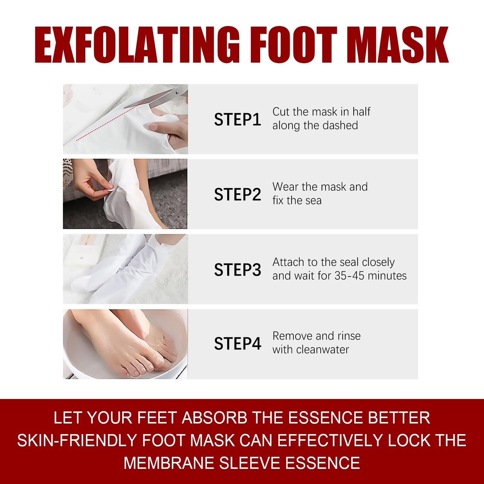 Máscara de pie para peeling de melocotón, máscara de pies hidratante con nueces de coco- Cuidado de callos y pieles muertas - Pie Hidratante, exfoliante, callo peeling pies