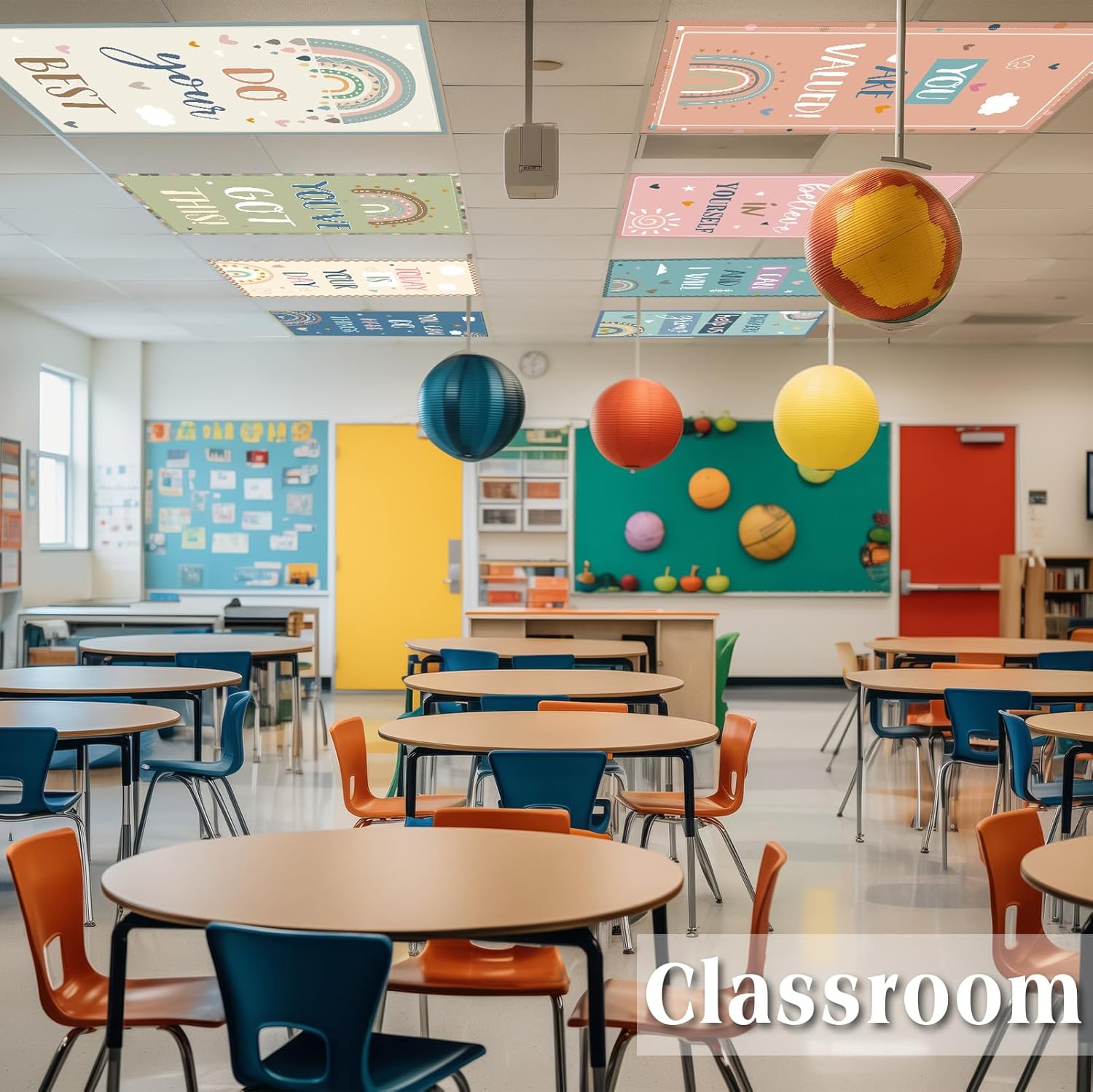 VIHOSE 8 Pcs Fluorescent Light Covers, 4x2 Feet Classroom Magnetic Light Cover Fluorescent Lights Shade Ceiling Lights Filters for Office Classroom Home Drop Ceiling (Inspire,Pale Color)