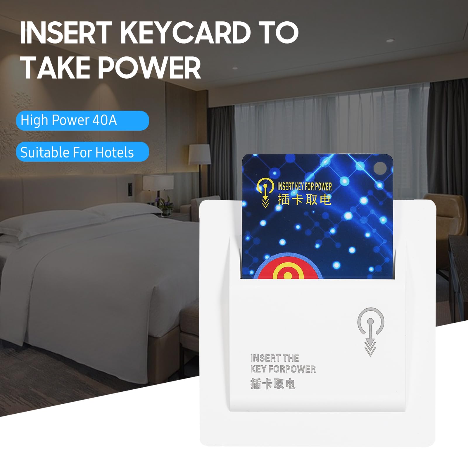 Interruttore scheda RFID HUIOP 40A Risparmio energetico Presa di forza meccanica Camera ospiti Inserire tessera magnetica