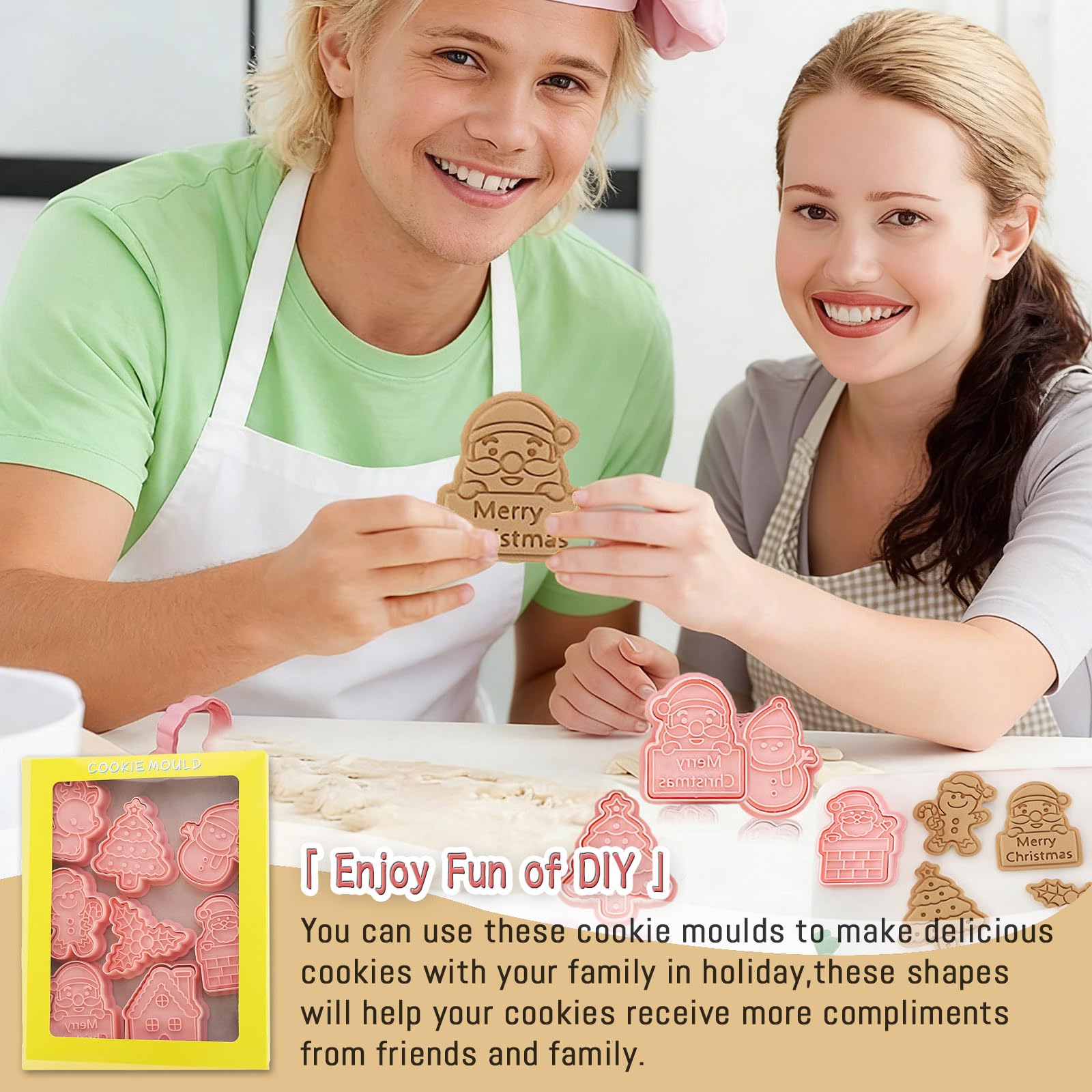 WishesMar Kerstmis 3D Koekjessnijder Uitsteekvormpjes van Plastic voor Fondant, Taarten, Koekjes, Bakken, Keuken Accessoires, DIY Feestelijke Decoratie 8 Stuks WishesMar Kerstmis 3D Koekjessnijder Uitsteekvormpjes van Plastic voor Fondant, Taarten, Koekjes, Bakken, Keuken Accessoires, DIY Feestelijke Decoratie 8 Stuks