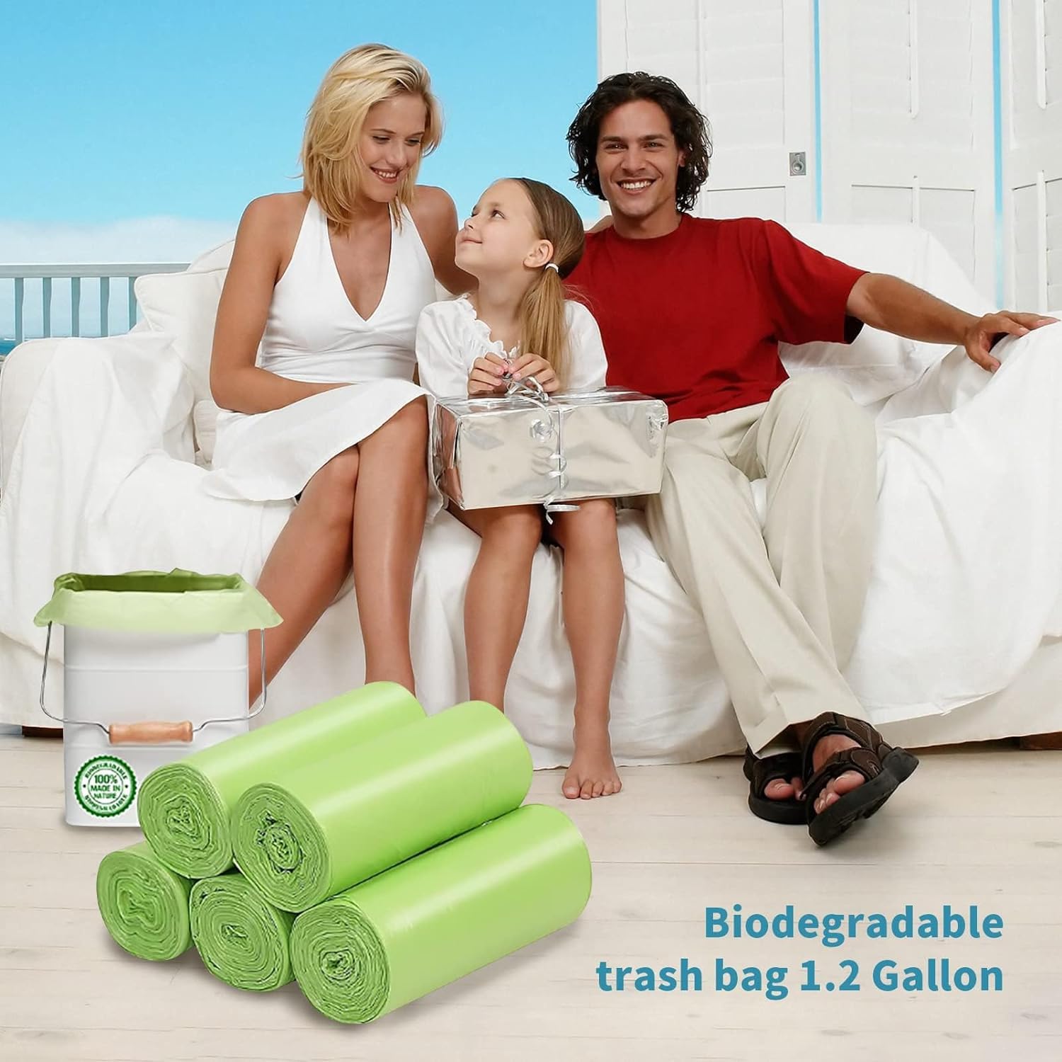 5l Bin Bags 120ct Kitchen Food Waste Bin Bags Small Bin Liners 120 Counts Green Garbage Bags Made From Corn Starch Based Fit 3 8 Liter Trash Can 40 X 45 Cm - View #8