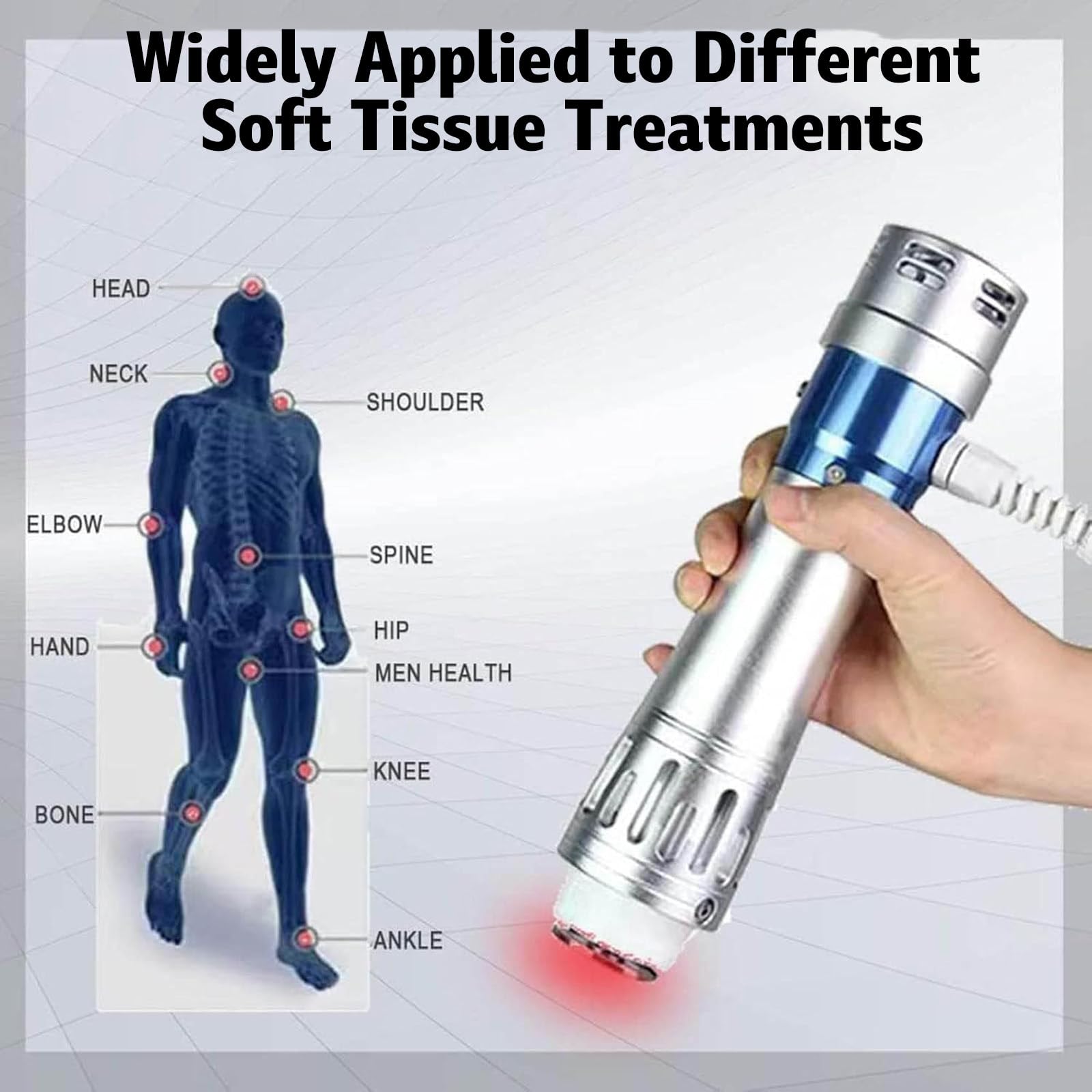Apparecchio per terapia extracorporea a onde d'urto – Strumento di fisioterapia a onde d'urto elettromagnetiche, dispositivo per massaggio muscolare profondo per il sollievo dal dolore e il tratt