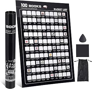 Top 100 Books Scratch off Poster - 100 Must Read Book of All Time Bucket List for Book Lovers,Classic Reads and Iconic Books Gift for Readers,Birthday,Anniversary, Christmas - Included Accessories