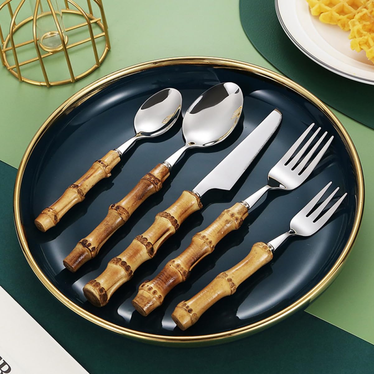 Amosfun 3 Set Set di posate in gadget ciotole da tavola cutlery set kit taglierino cucchiaio posate per cibo occidentale Acciaio inossidabile