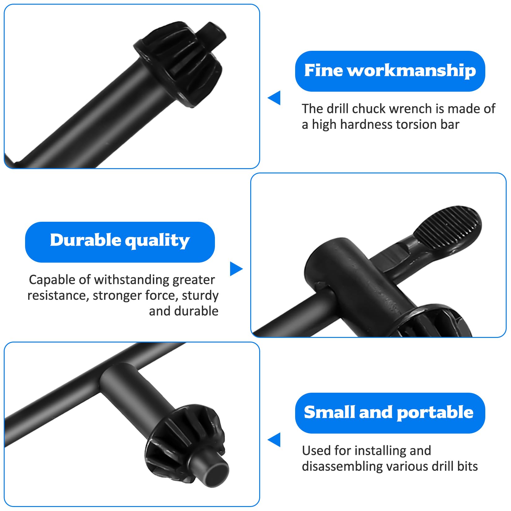 Tenbrachian 6 Pcs Drill Chuck Key Set, Replacement Drill Chuck Key Wrench Set, Universal Impact Hand Press Wrench Chucks - Image 3