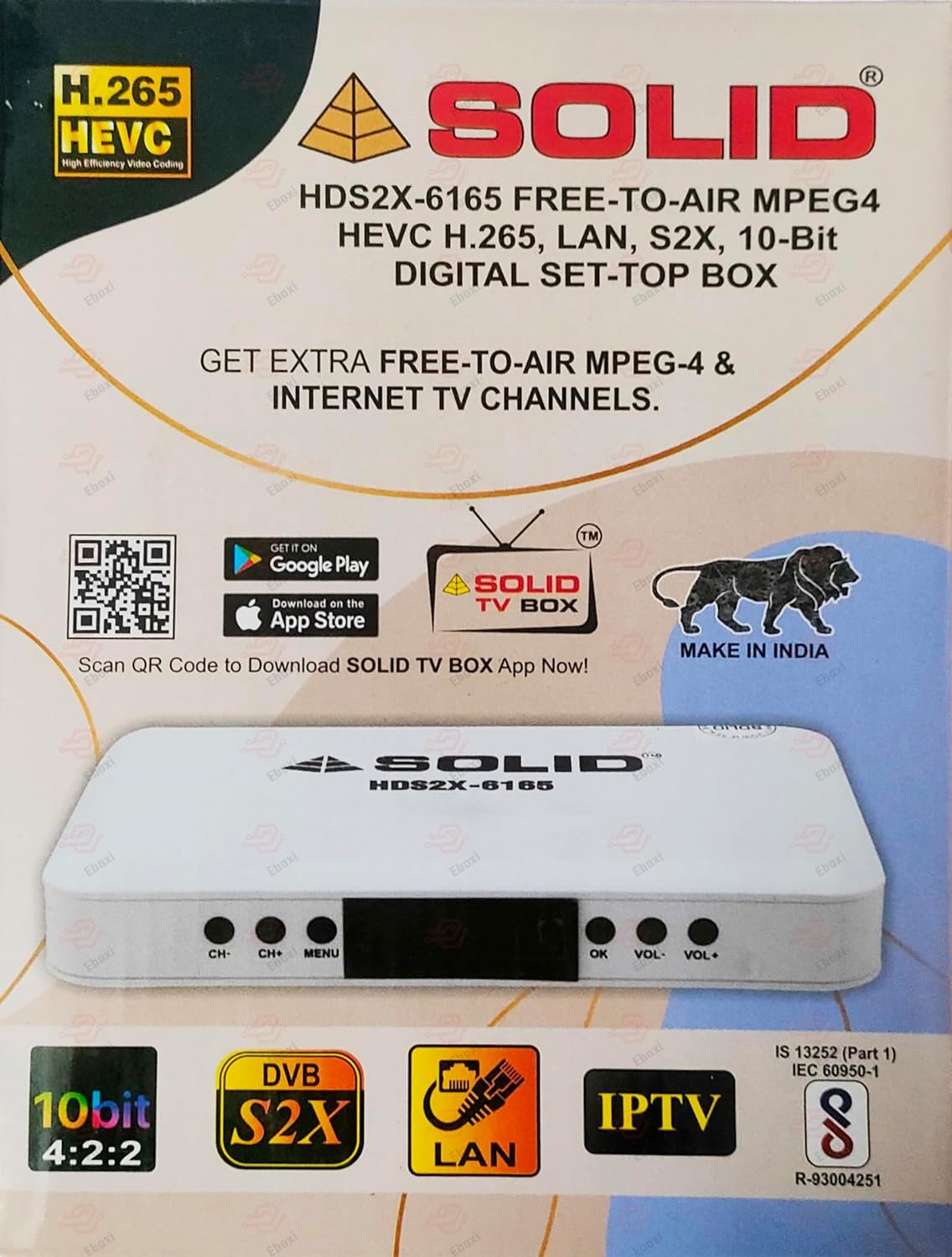 Solid HDS2X-6165 H.265 10Bits HEVC DVB-S2X Full HD FTA SetTop Box DTH - New