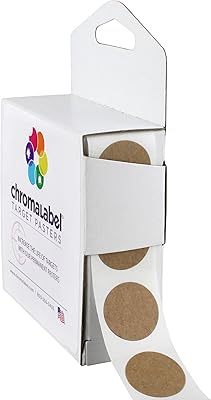 ChromaLabel 0.75 Inch Permanent Round Target Pasters for Shooting and Marksmanship, 1000 Labels per Dispenser Box, Kraft