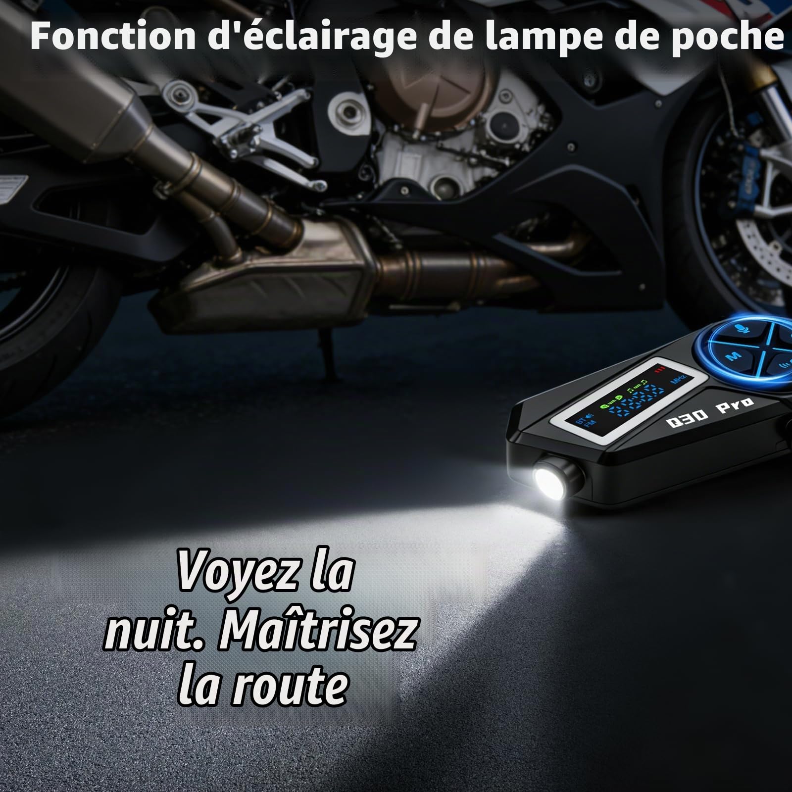 Casque Audio Bluetooth, Intercom pour Casque Moto Bluetooth 5.4 avec Stéréo Hi-FI & Radio FM, IP65 Étanche, Communication 500m, Autonomie 18h - Compatible Tous Les Casques (Moto, Ski)