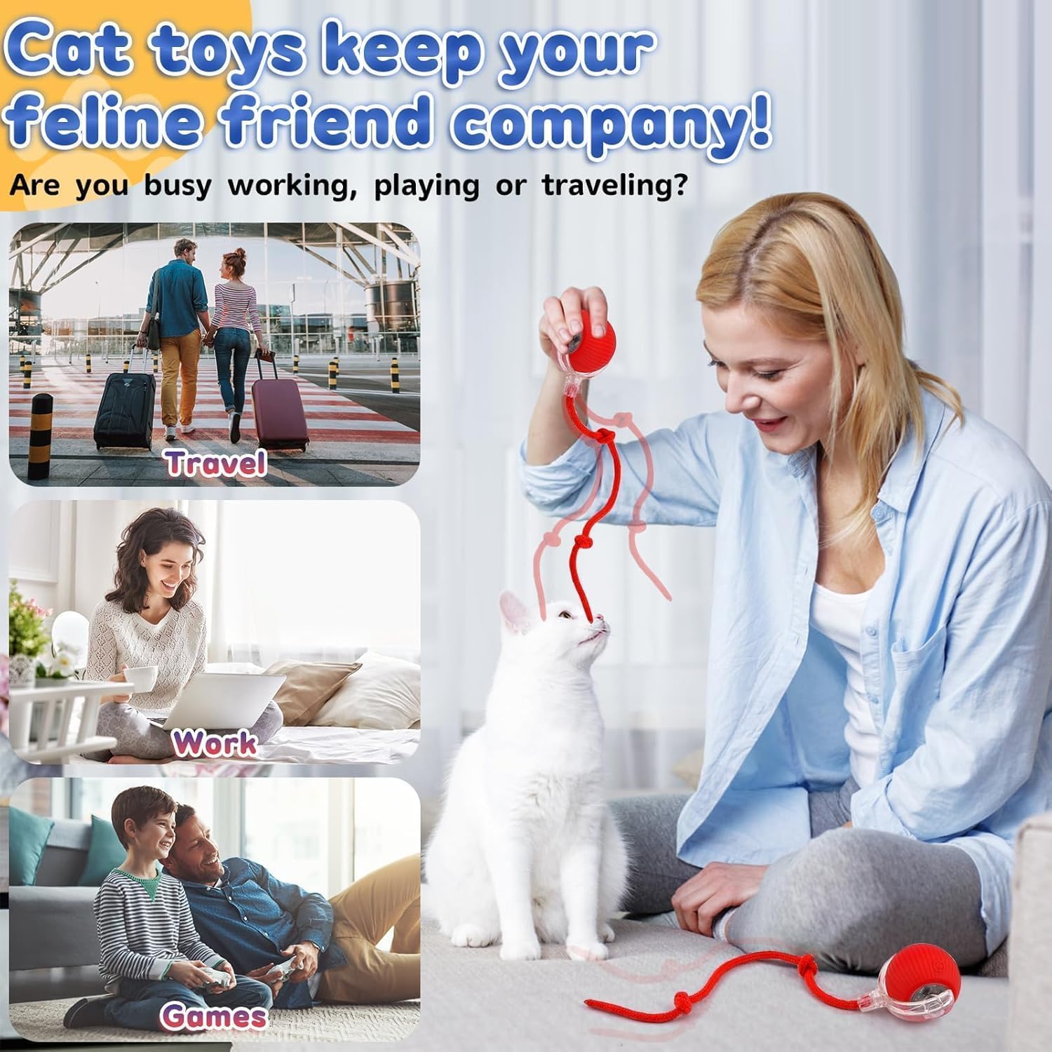 VENEXA Cat Dancing Ball | Pet Rolling Ball | Rolling Dog Ball | Cat Toys Ball for Indoor Cats Fast Rolling on Carpet, 360° Smart Automatic Rolling Pet Ball, Smart Self Rolling Ball for Dog and Cat 2