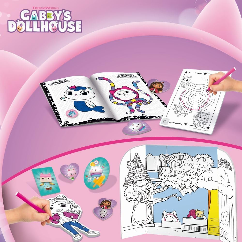 Lisciani giochi - GABBY'S DOLLHOUSE - plecak szkolny do kolorowania i rysowania - dla dzieci od 4 lat - z pisakami filcowymi, kredkami i kolorowymi stronami - Gabby's Dollhouse Ręczna aktywność