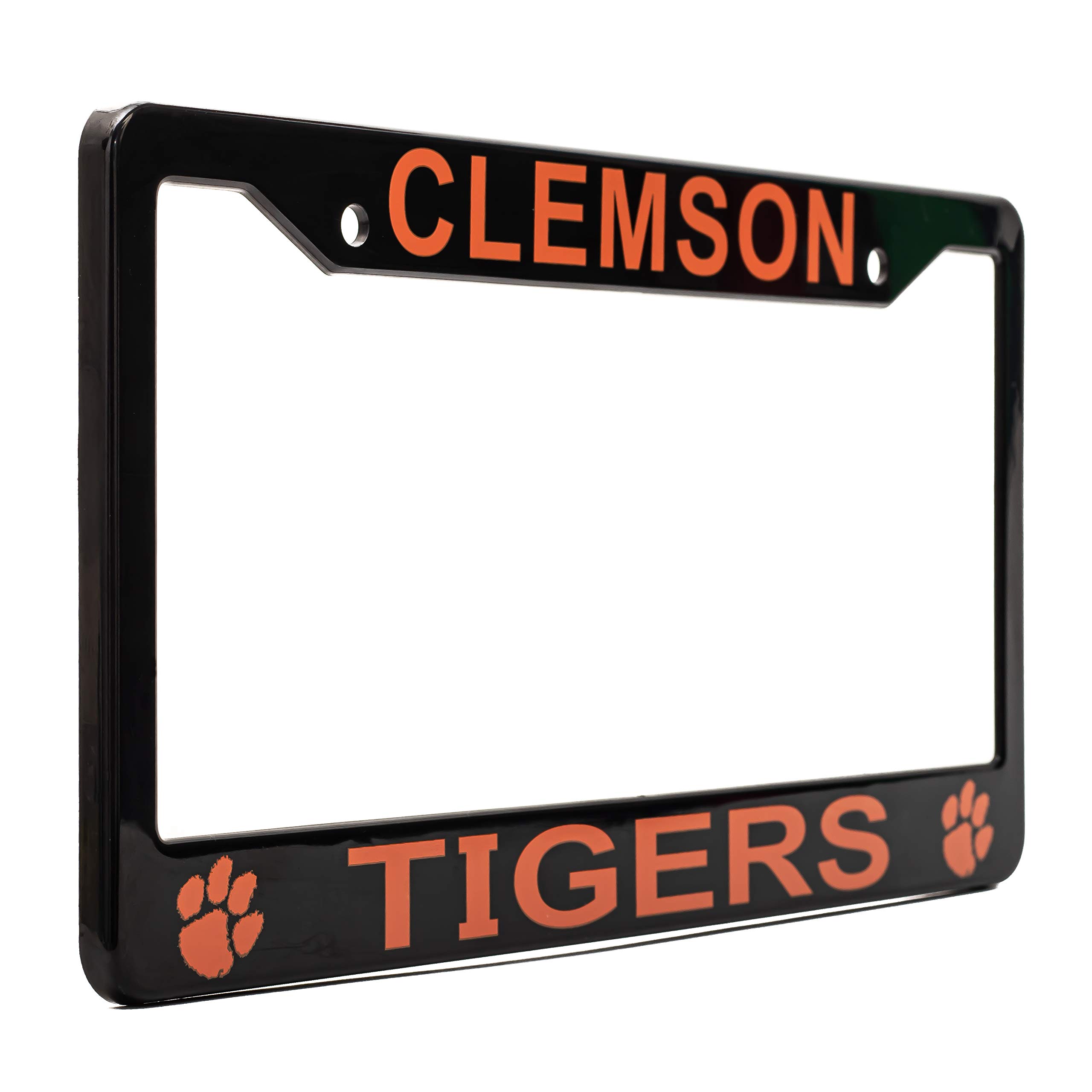 EliteAuto3K Clemson Tigers License Plate Frame Cover – Black – 12.25” x 6.25” - Ideal Gift for Sports Fans & Supporters – Slim Design