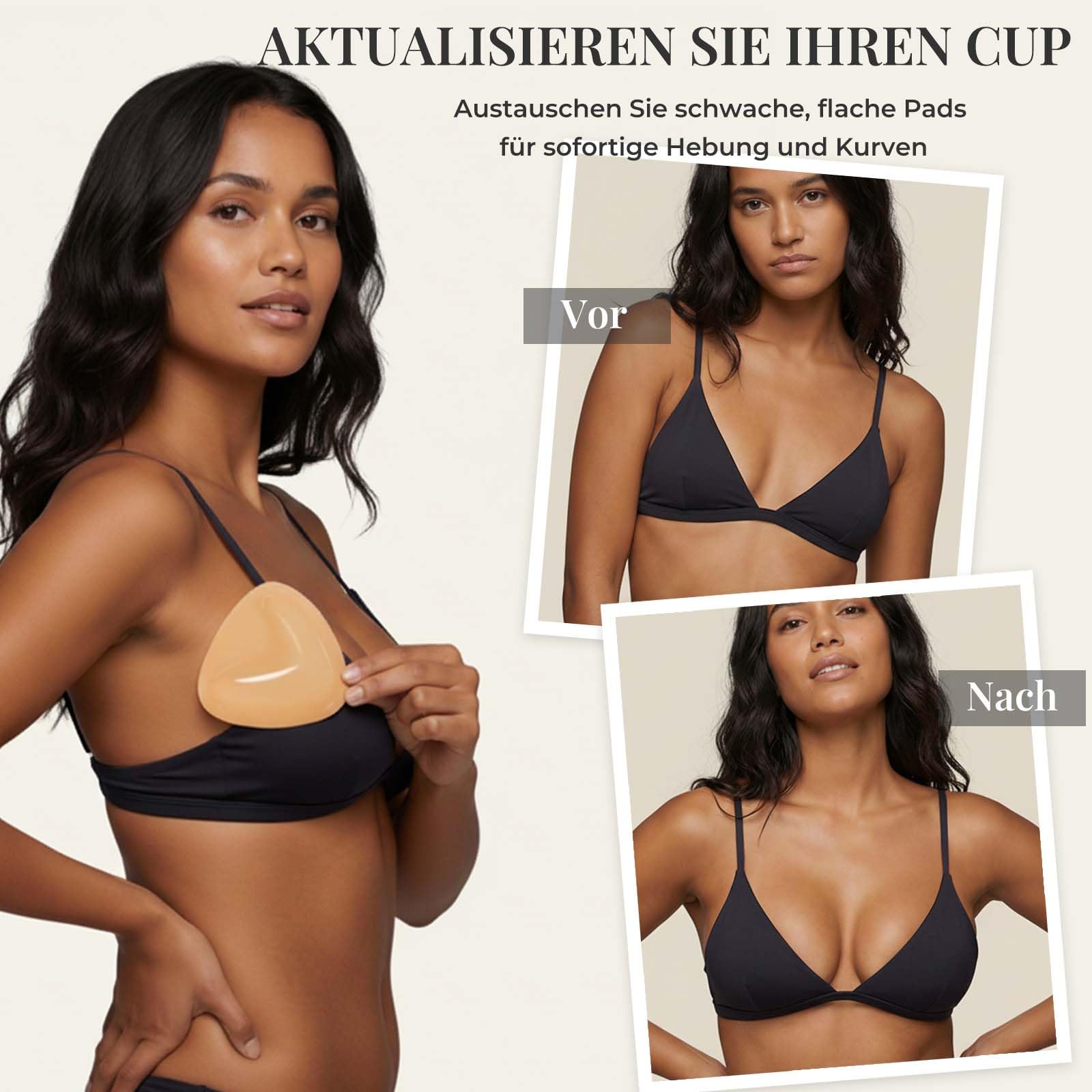 Klebe BH Einlagen, Doppelseitige Klebende Push-Up Einlagen, Wiederverwendbare Bikini-Einlagen, Klebe-BH Pads für Badeanzüge Sport-BHS Bikini