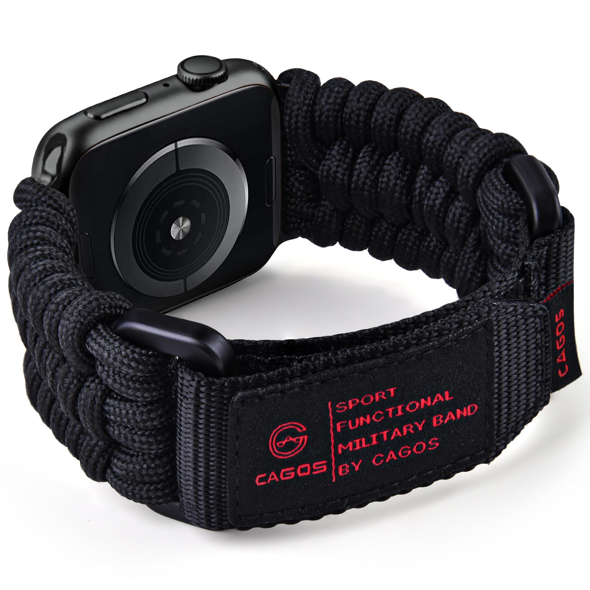 CAGOSコンパチブル Apple Watch バンド 42/44/45/46/49mm ナイロン運動バン ド 550パラコード マジックテープ バンド アップルウオッチ 1/2/3/4/5/6/SE/7/SE2/8/9/10/11/Ultra/Ultra2/Ultra3に対応 スポーツベルト 野外応急対応 耐摩耗 通気 耐久性 装着簡単