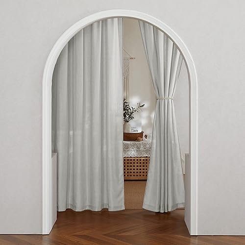 Miniatura 7 de RYB HOME Cortinas traslúcidas de lino de 45 pulgadas de largo, filtrado de luz, privacidad añadida, cortinas cortas para ventanas pequeñas, cortinas