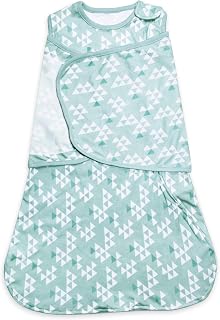 AugTwig Sleepsack Swaddle 6-12 Months Large - Adjustable 3-Way Wearable Transition Blanket, 100% Cotton Green for Safe Baby Sleep