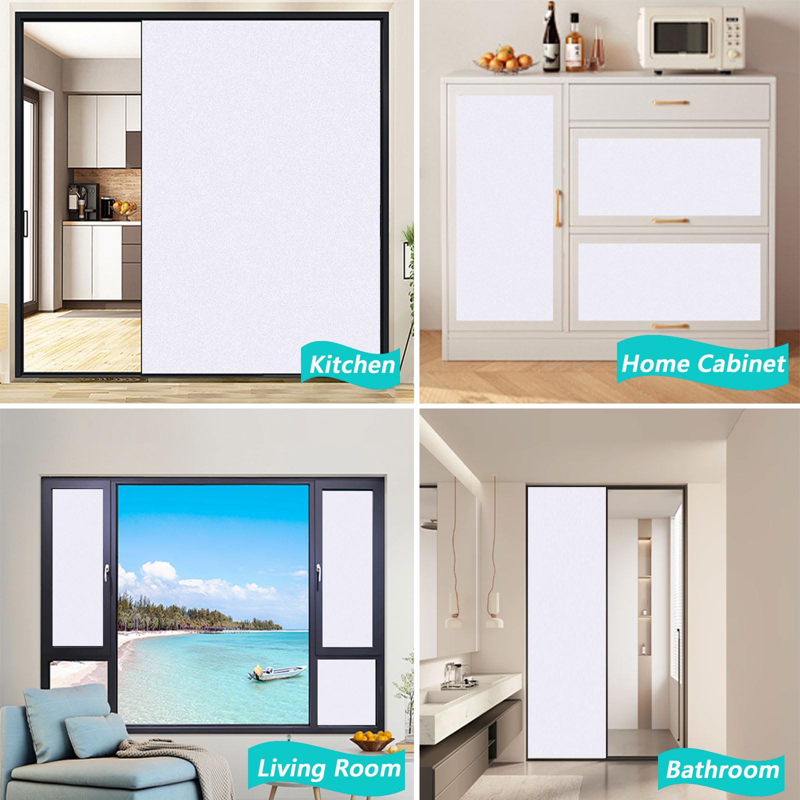 Film Electrostatique Vitre 40 x 520 cm Sticker Electrostatique Vitre Dépoli Anti UV Film Fenêtre Anti Regard Dépoli pour Chambre, Bureau, Cuisine, Blanc Mat