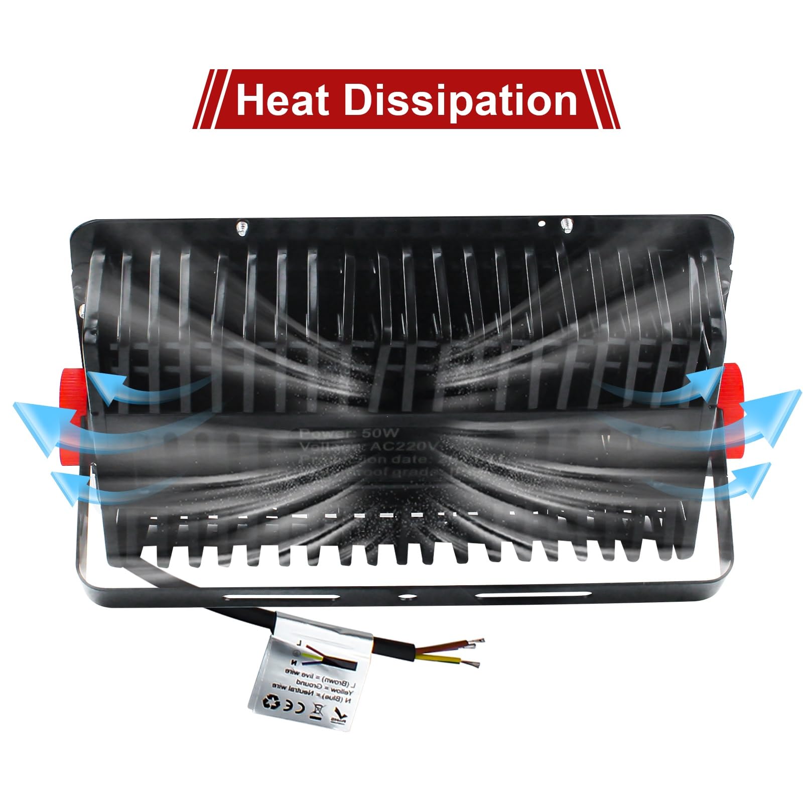 CREATESTAR Faretto Led da Esterno 50W 5000LM, Faretti Led Esterni 6500K luce bianca fredda, IP66 Impermeabile Faro Led Esterno per magazzino giardino garage campo sportivo cortile parcheggio