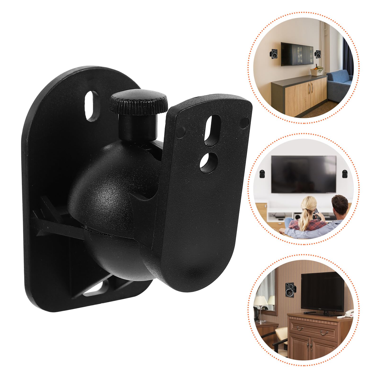 Support Mural pour Son Surround 6 Pièces en Abs Noir Angle Ajustable, Pivotant et Inclinable, pour Home et Chambre Moderne
