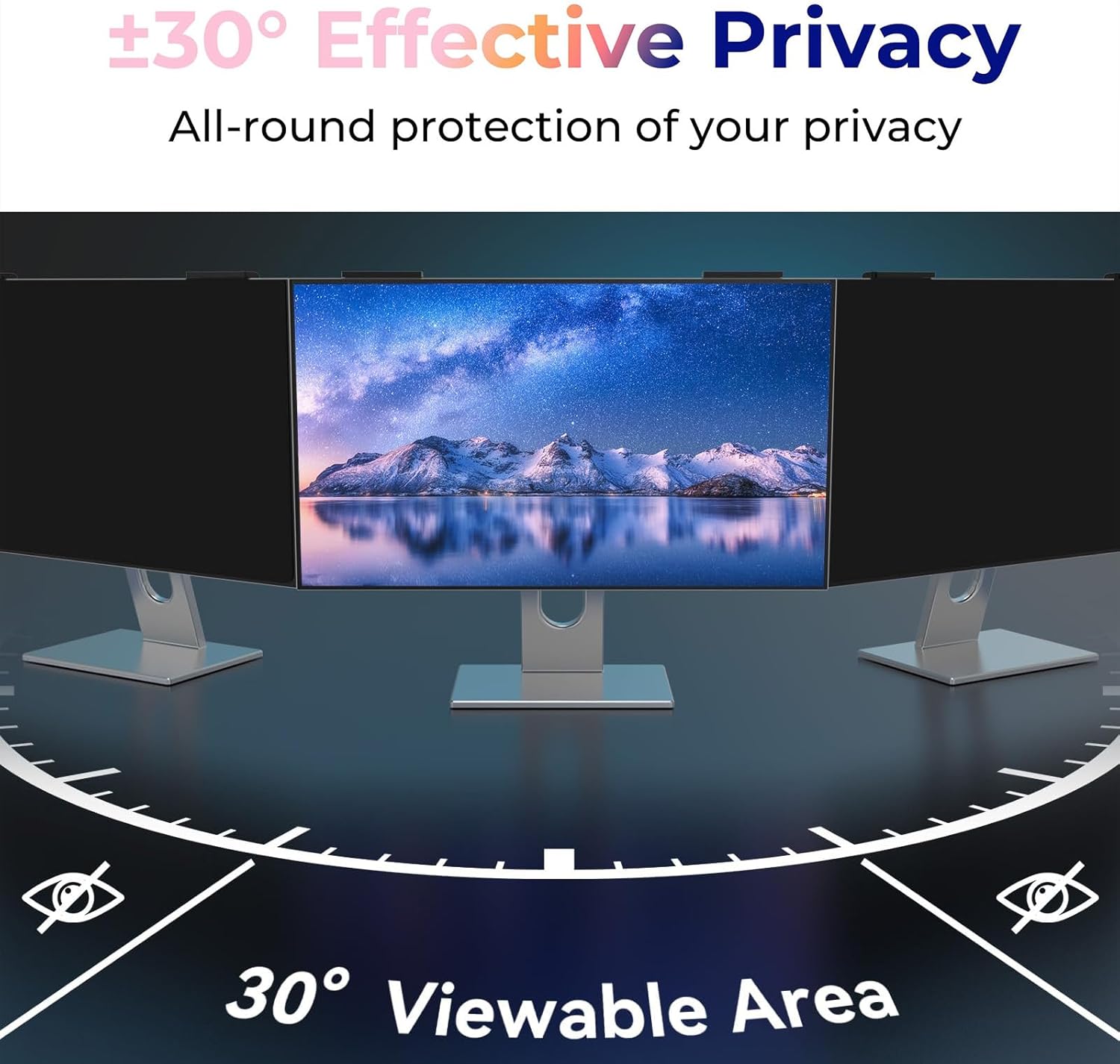 Removable 27 in Protector Film Computer Privacy Screen - Hanging Anti Glare Blue Light Desktop Protector for 16:9 Widescreen Monitor,27in